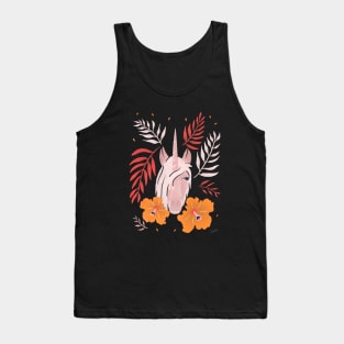 Unicorn with Hibiscus Flowers Tank Top